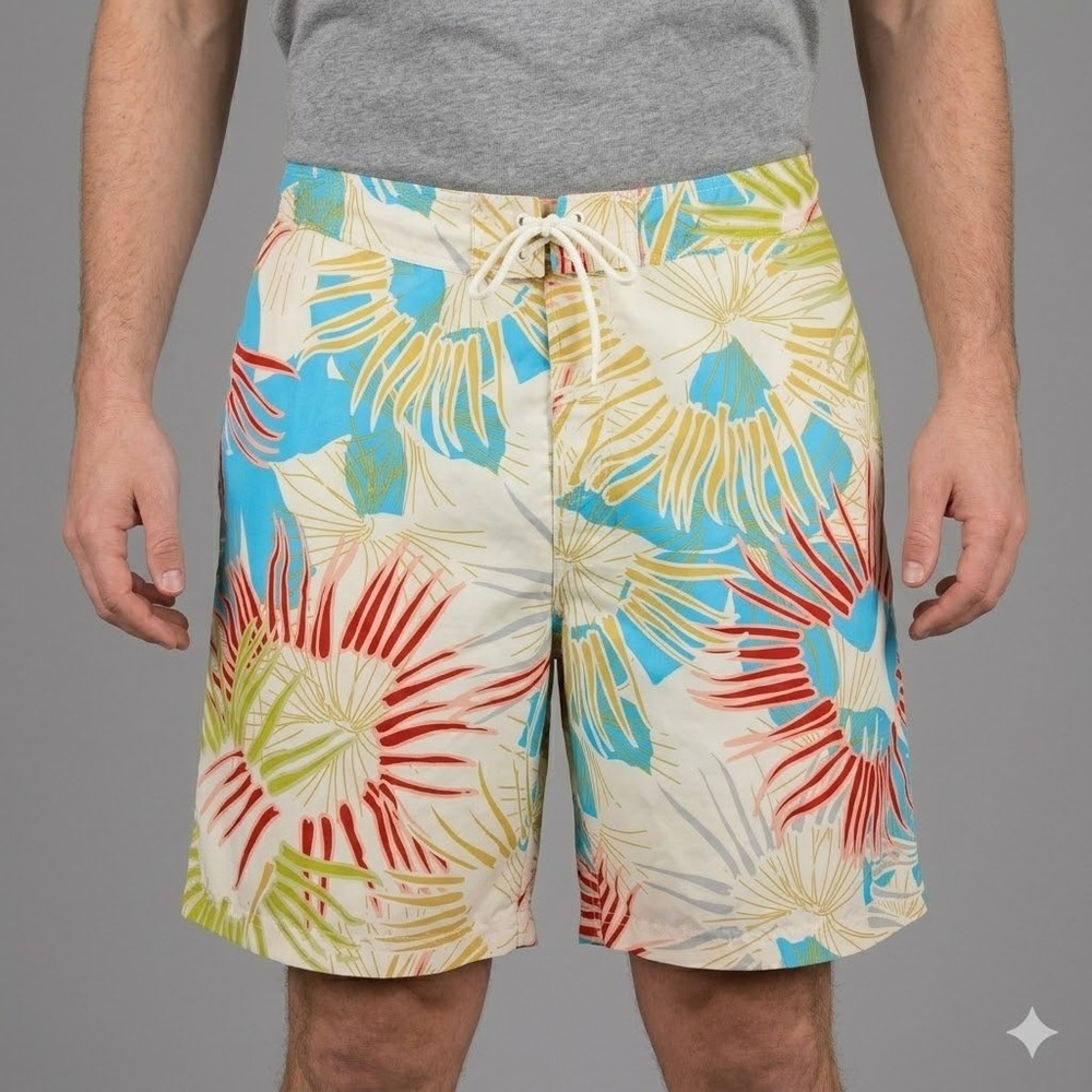 Jantzen‎ Men's Tropical Floral Swim Trunk Board Shorts Size XL Blue Multicolor